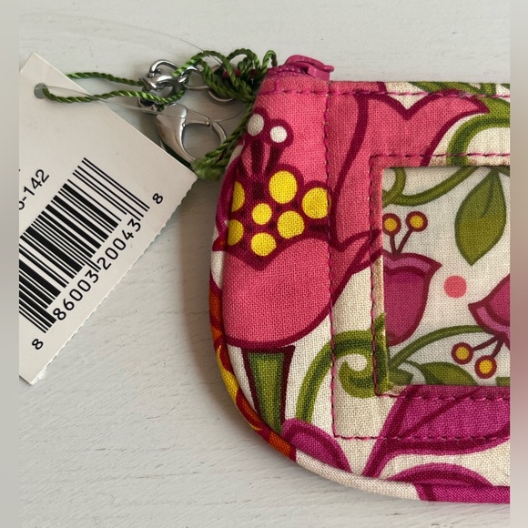 Vera Bradley Lilli Bell Clip Zip ID Pink and Orange Floral Pouch - Picture 4 of 9